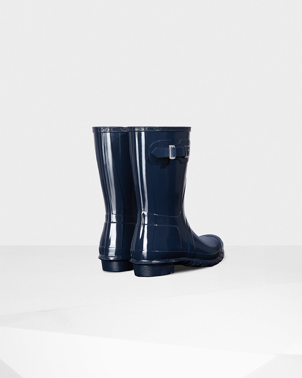 Hunter Original Gloss Short Rain Boots - Sale Clearance Womens Navy - ZQYKMP407